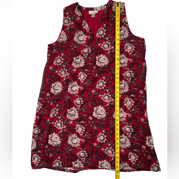 LOFT Sleeveless Red/Black V-neck Dress! - Picture 3 of 6